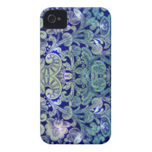 Victorian Arabesque, ALAMEDA - Navy & Sea Green iPhone 4 Covers