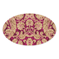 Victorian Arabesque, CANTARA - Burgundy & Tan Oval Stickers