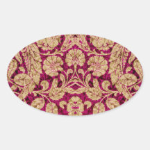 Victorian Arabesque, CANTARA - Burgundy & Tan Oval Stickers
