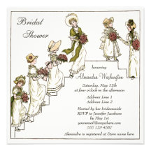 Victorian Bride and Bridesmaids Bridal Shower Announcement