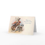 Victorian Cello-Playing Cat Greeting Card