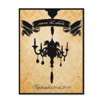 Victorian Chandelier • black & cream Save the Date Postcards