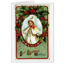 Victorian Child Christmas Wishes Greeting Card