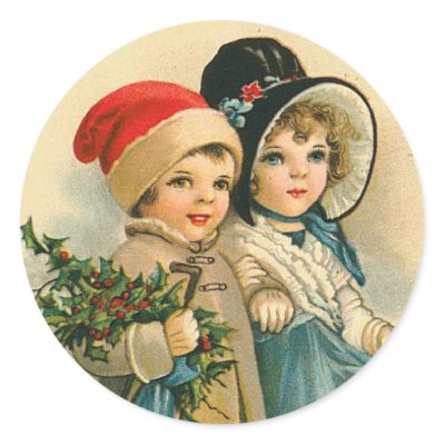 Victorian Fashion  Children on Victorian Children Christmas Stickers   Zazzle Co Uk