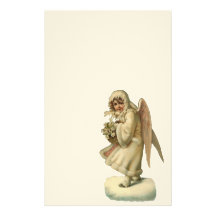 Victorian Christmas Angel Girl Stationery Design