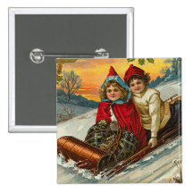 Victorian Christmas Button