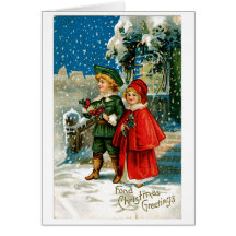 Victorian Christmas Children Greeting Cards