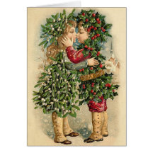 Victorian Christmas Kiss Card
