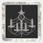 Victorian Crystal Chandelier Wedding Monogram Sticker
