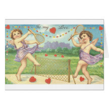 Victorian Cupid Tennis Valentine's Day Card