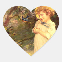 Victorian cutie with birds sticker