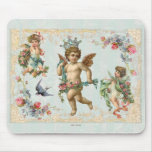 Victorian Era  Cherub & Roses  Mousepad Aqua