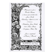 Victorian Flowers Bridal Shower Custom Invitations