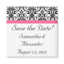 Victorian Fuchsia Pink and White Damask