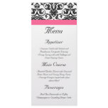 Victorian Fuchsia Pink and White Damask Menu