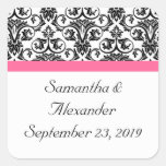 Victorian Fuchsia Pink and White Damask Sticker