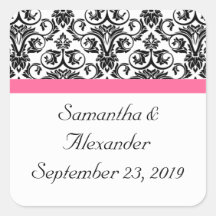 Victorian Fuchsia Pink and White Damask Sticker