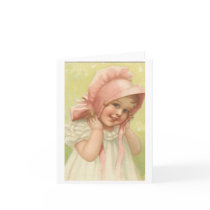 Victorian girl in a pink bonnet cards