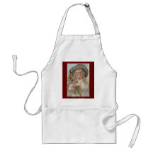Victorian Girl with Christmas Holly Aprons