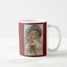 Victorian Girl with Christmas Holly Mug