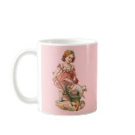 VICTORIAN GIRL WITH DOG DRINKING CUPS COFFEE MUG