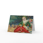 Victorian Green Santa Cards