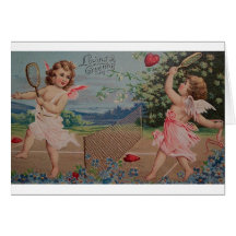 Victorian Heart Tennis Match Valentine's Day Card