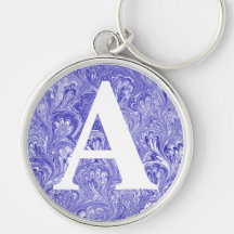 Victorian Marbled Paper Personalised Initial Key Chain