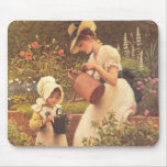 Victorian mother and daughter in a garden mousepad