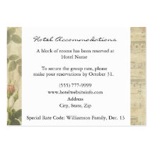 Victorian Music and Rose Hotel Accommodation Cards Business Card