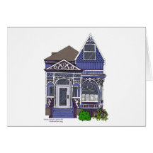 Victorian Painted Lady - Blue Greeting Cards