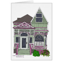 Victorian Painted Lady - Green/Pink Card