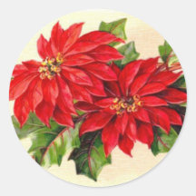 Victorian Poinsettia Christmas sticker