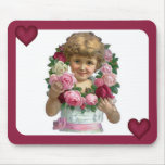 Victorian Rose Wreath Girl mousepads