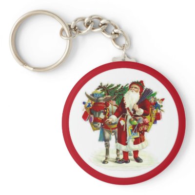Victorian Santa and Donkey Keychain by Memory_Lane
