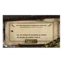 Victorian Steampunk Leather Wedding RSVP Cards Business Card Templates