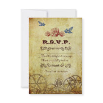 Victorian Steampunk RSVP Card w/ envelopes