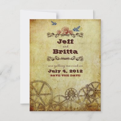 Victorian Steampunk Wedding Save the Date Personalized Announcement by