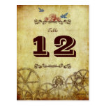 Victorian Steampunk Wedding Table Number Postcards