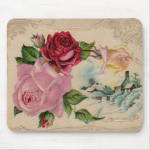 Victorian Winter Roses Mousepad
