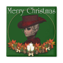 Victorian Woman 1 - Merry Christmas Magnet