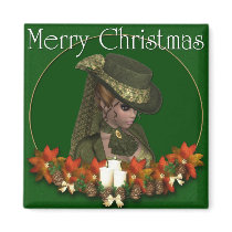 Victorian Woman 2 - Merry Christmas Magnet