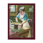 Victorian Woman Mixing Dough in Bowl Postcards