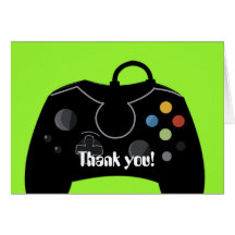 Video Game Birthday Thank you Card (Neon Green)