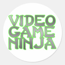 VIDEO GAME NINJA (green) Round Stickers