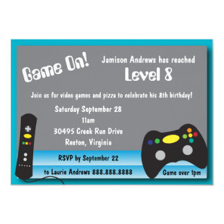 Video Game Truck Birthday Party Invitations