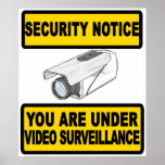Video Surveillance Security Notice Sign Poster posters
