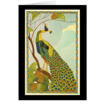 Viennese Art Nouveau Peacock Card