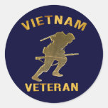 VIETNAM SOLDIER IN GOLD Gifts Round Stickers