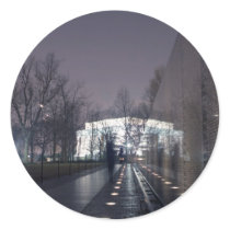 Vietnam Veterans Memorial with Lincoln Memorial Round Sticker